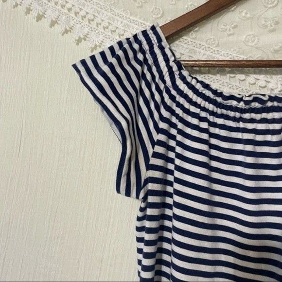 Vineyard Vines Off Shoulder Navy White Striped Jersey Dress XS Preppy Cute - Picture 5 of 7